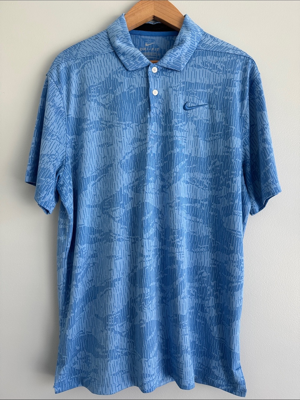 Nike Blue Patterned Dri-FIT Polo Size Large